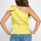 One Shoulder Bow Tie Detail Fitted Top