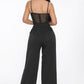 Mesh Insert Cup Wide Leg Jumpsuit