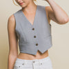 Cropped Blazer Vest With Button- Up