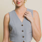 Cropped Blazer Vest With Button- Up