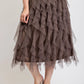 Ruffled Tulle Midi Skirt With Elastic Waist Band