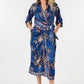 Wrap Front 3/4 Sleeve Printed Dress