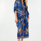 Wrap Front 3/4 Sleeve Printed Dress