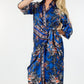 Wrap Front 3/4 Sleeve Printed Dress