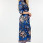 Wrap Front 3/4 Sleeve Printed Dress