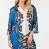 Multi Colored Collar Neck 3/4 Sleeve Dress