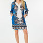 Multi Colored Collar Neck 3/4 Sleeve Dress