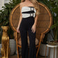 Off Shoulder Blk N Wht Fashion Jumpsuit