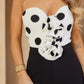 White Polka Dot Print Top With Flower Jumpsuit