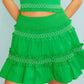 Waist Smocking Ruffle And Shirring Mini Skirt