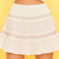 Waist Smocking Ruffle And Shirring Mini Skirt