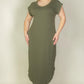 Plus Size Hidden Pocket Batwing Sleeve V Neck Long Dress