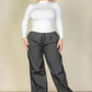 Plus Size Drawstring Waist Parachute Pants