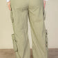 Plus Size Flap Pockets Drawstring Ruched Parachute Pants