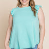 Plus Size Solid French Terry Basic Casual Top