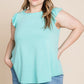 Plus Size Solid French Terry Basic Casual Top