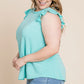 Plus Size Solid French Terry Basic Casual Top