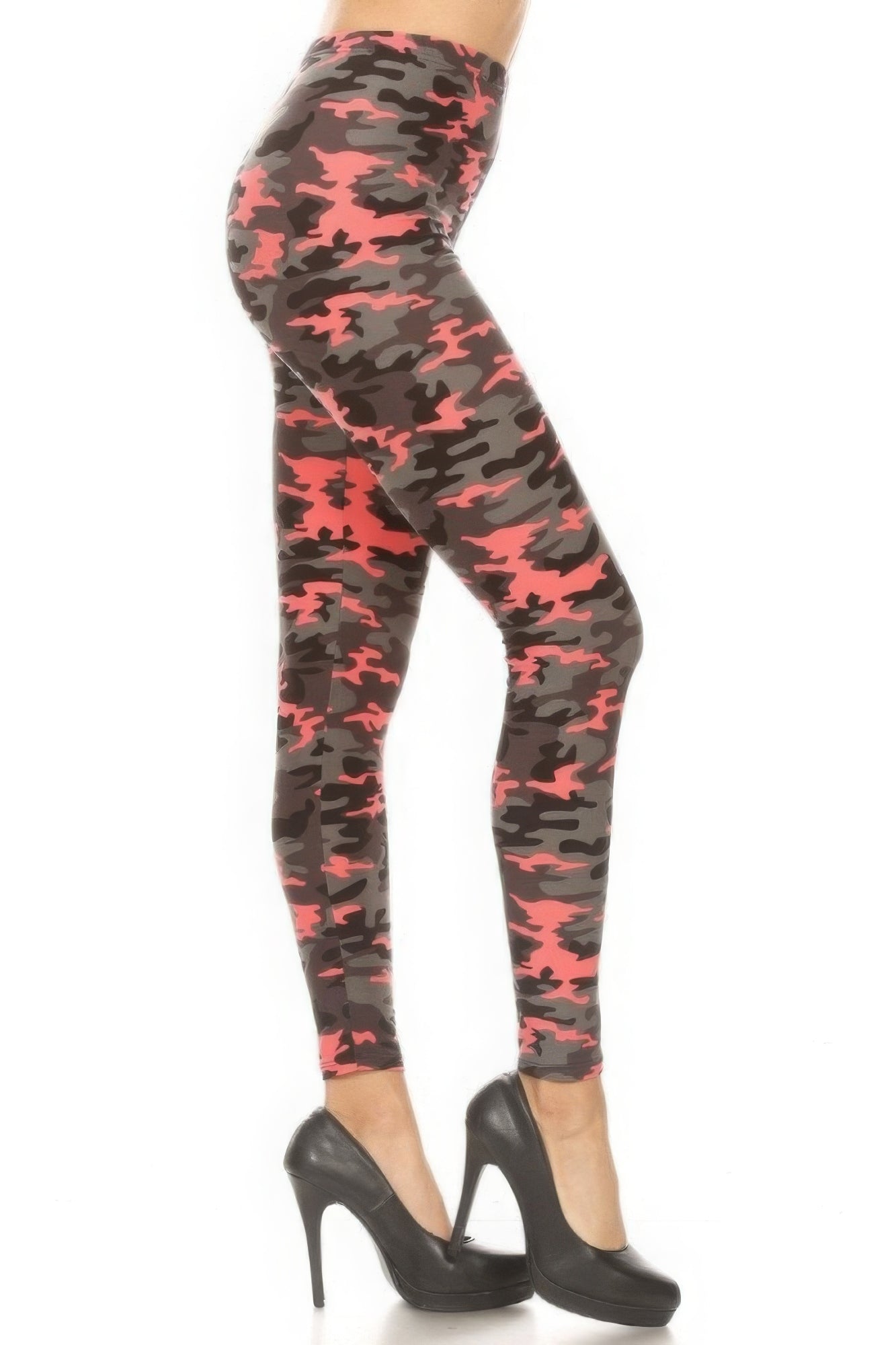 Camouflage Printed High Waisted Leggings With Elastic Waistband