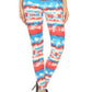 Tie Dye Printed High Waisted Leggings With Elastic Waistband