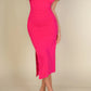 Solid Bodycon Split Hem Tube Dress