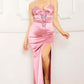 Satin Caged Waist Maxi Dress