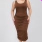 Plus Size Square Neck Ruched Bodycon Midi Dress