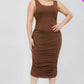 Plus Size Square Neck Ruched Bodycon Midi Dress