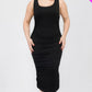 Plus Size Square Neck Ruched Bodycon Midi Dress