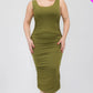 Plus Size Square Neck Ruched Bodycon Midi Dress