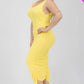 Plus Size Square Neck Ruched Bodycon Midi Dress