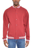 Mens Fleece Snap Button Varsity Jacket