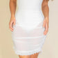 Ruched Ruffle Trim Mesh Mini Bodycon Skirt