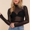 Long Sleeve Mock Neck Mesh Top