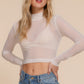 Long Sleeve Mock Neck Mesh Top