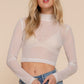 Long Sleeve Mock Neck Mesh Top