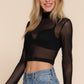 Long Sleeve Mock Neck Mesh Top