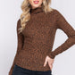 Long Slv High Neck Animal Print Knit Top