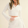 Waffle Knit Bell Sleeve Top And Skirt Set