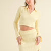 Waffle Knit Bell Sleeve Top And Skirt Set