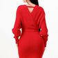 Off Shoulder Wrap Belted Ribbed Sweather Dress