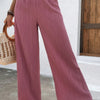 Textured Wide Leg Palazzo Pants