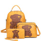 3in1 Cute Bear Design Handle Backpack W Crossbody And Wallet Set With Free Gift