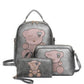 3in1 Cute Bear Design Handle Backpack W Crossbody And Wallet Set With Free Gift