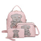 3in1 Cute Bear Design Handle Backpack W Crossbody And Wallet Set With Free Gift