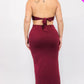 Plus Size Cut-out Halter Neck Double Back Tie Split Thigh Midi Dress