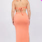 Plus Size Cut-out Halter Neck Double Back Tie Split Thigh Midi Dress