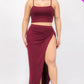 Plus Size Crop Cami & Split Thigh Maxi Skirt Set