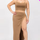 Plus Size Crop Cami & Split Thigh Maxi Skirt Set