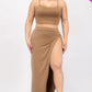 Plus Size Crop Cami & Split Thigh Maxi Skirt Set