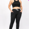 Plus Size Crop Tank Top & Ruched Pants Set